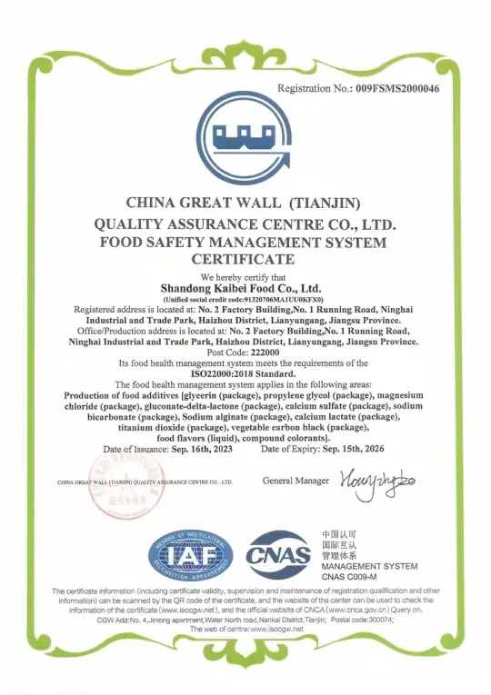 ISO 22000 certificate
