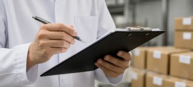 Quality inspector completing the final shipment release checklist